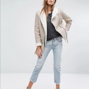 Missguided shearling lined biker jacket